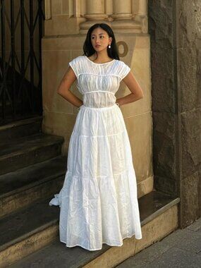 DISSH Flynn White Linen Blend Midi Dress Sz 12 - NWT!!